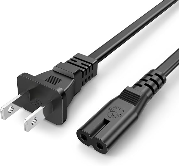 TPLTECH AC Power Cord for Sony PS5/PS4/PS3 Slim, Xbox Series S/Series X, Xbox One S/One X, 2 Prong C7 Universal TV Power Cable Replacement