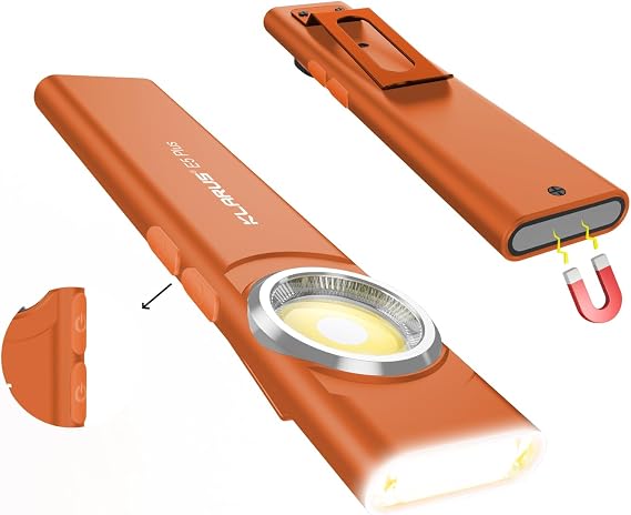 klarus E5 Plus - Ultra-Slim Dual Switch 3-Light Sources EDC Flashlight, 650 Lumens, USB-C Rechargeable, IPX4, Magnetic Base & Clip (Orange)