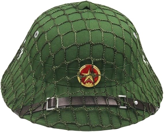 Vietnam War Cap with Badge Strap and Net Green Pith Helmet Sun Hat Vietnamese War Army Hat Classic Vietnam Cap Green Military Cap Hat Sun Hat for Men
