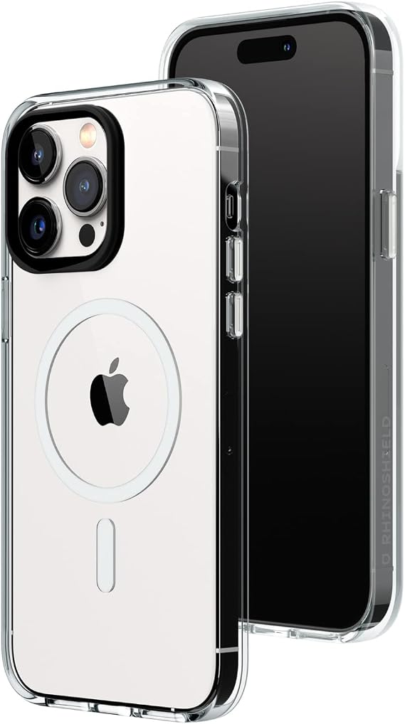 RhinoShield Clear Case Compatible with Magsafe for [iPhone 14 Pro Max] Superior Magnetic, Advanced Yellowing Resistance, Crystal Clear, Protective and Customizable Clear Phone Case-Black Camera Ring
