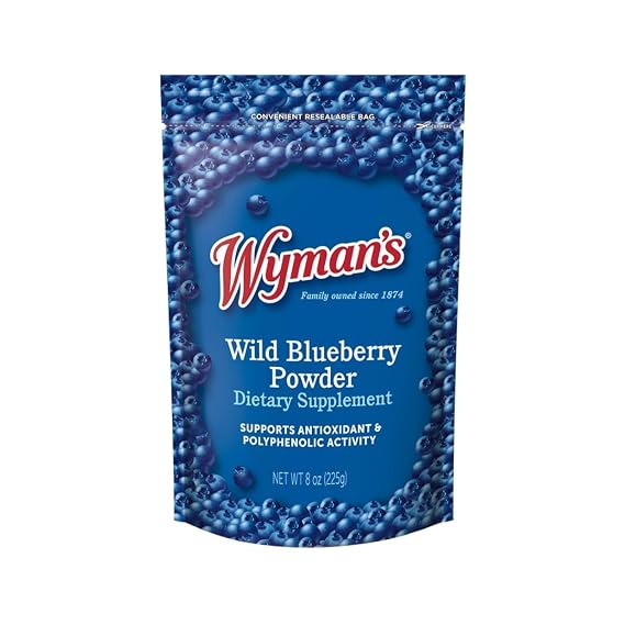 Wyman's Wild Blueberry Powder, 100% Wild Blueberries, Resealable Pouch, 8oz