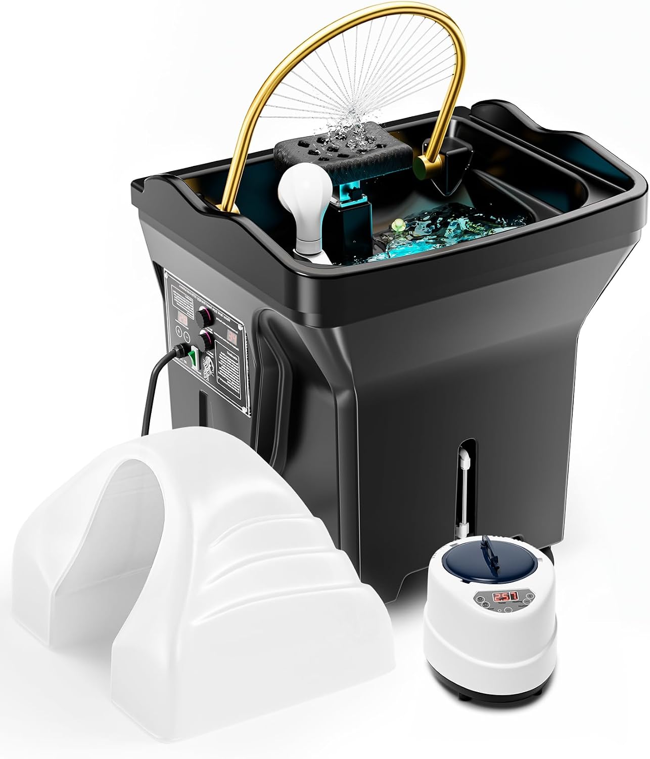 Japanese Head Spa Equipment with 60L Large Water Storage Tank, Support 360°Water Circulation & Fumigation & Light Therapy