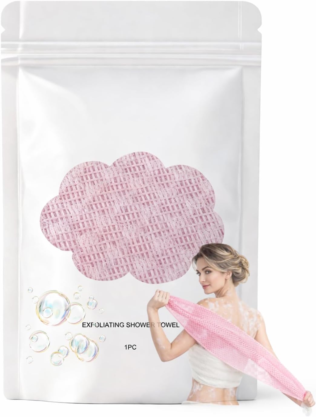 37 Inch Exfoliating Shower Towel Japanese Style Bath Scrub Cloth Long Back Scrubber Textured Mesh Towel - Dual Sided Shower Cloth for Rich Lather Deep Cleansing Daily Bath Use