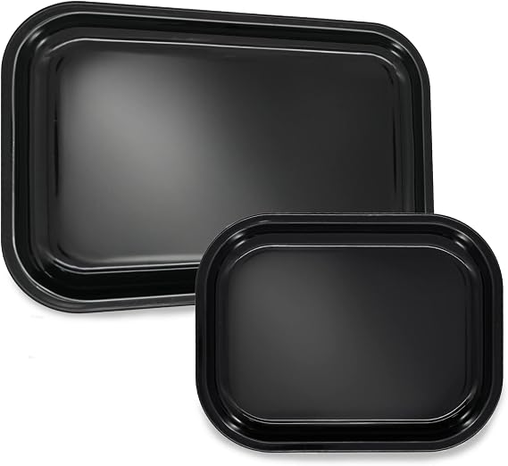 Black Metal Tray 2 Pack 11"x7" and 7"x5.5" (Black)