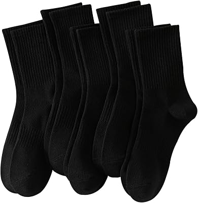 Womens Crew Socks Cotton Long Gym Socks Lightweight Athletic Running Socks