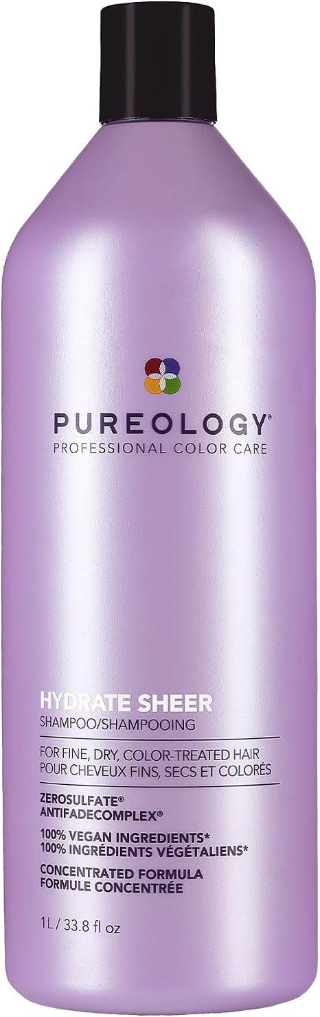 Pureology Hydrate Sheer, Moisturising Shampoo, For Fine, Colour Treated Hair, Vegan Formulas, Sulphate Free for a Gentle Cleanse