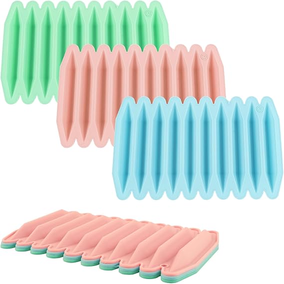 3 Pcs Crayon Molds Silicone Oven Safe,Reusable Crayon Mold,3D Molds Silicone Machine,10 Consecutive Double Tipped Triangular or DIY Making Chocolate Candle Melting(Pink,Blue,Green)