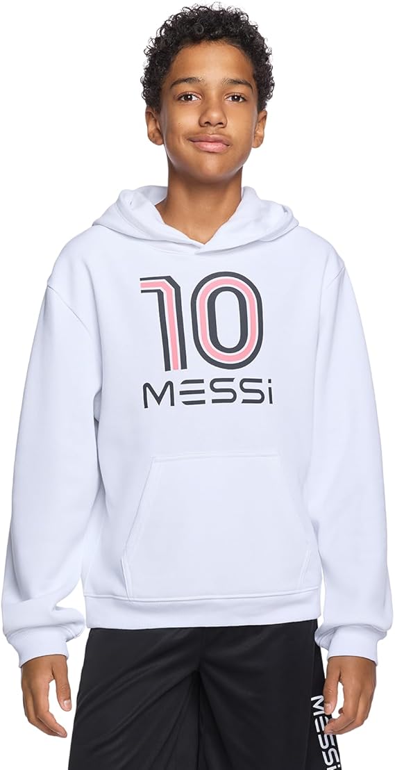 Messi Boys' Long Sleeve, Standard Fit Hoodie Sweatshirt, Comfortable Fleece