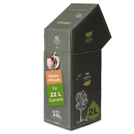 Juicebox Peach Iced Tea Syrup - 2 Litres Makes 22 Litres of Refreshing Ready-To-Drink Beverage Eco-Friendly Plant-Based Flavorful Responsible Choice for Sustainable Hydration