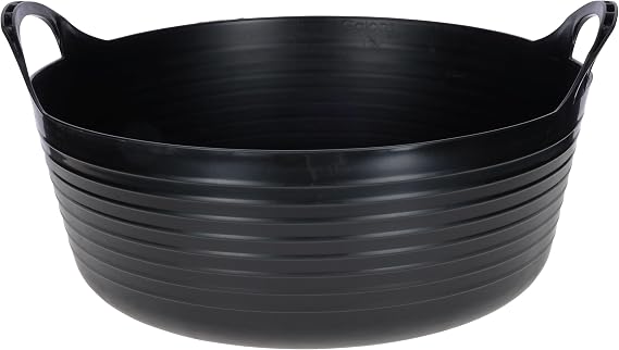 Kerbl FlexBag Flexible Trough 15 litres black robust plastic basket as a feed transport and cleaning tool bucket for stable yard and on the go