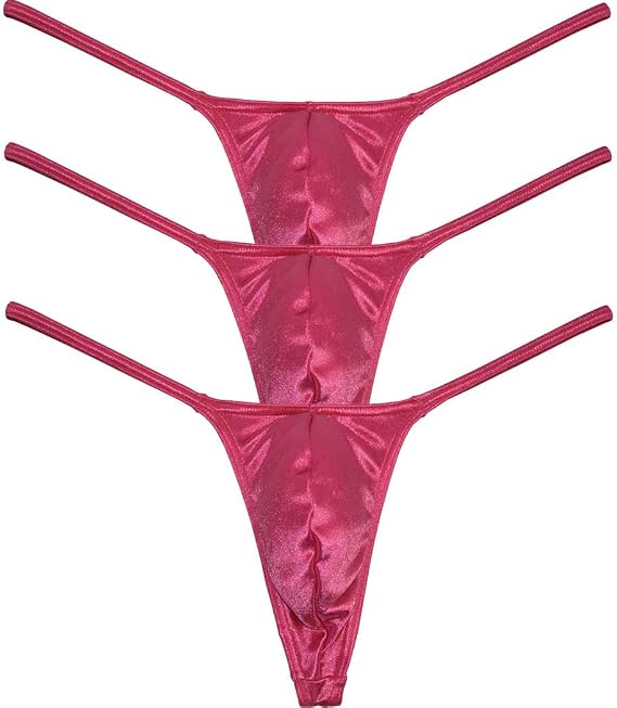 Men's Swim Thong Slim Pouch G-String Bikini Shiny T-back