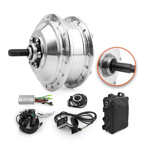 250W Brushless Hub Motor Bike Conversion Kit Bicycle Rear Power Wheel PAS Wuxing LCD Display Thumb Throttle Silver Wheel