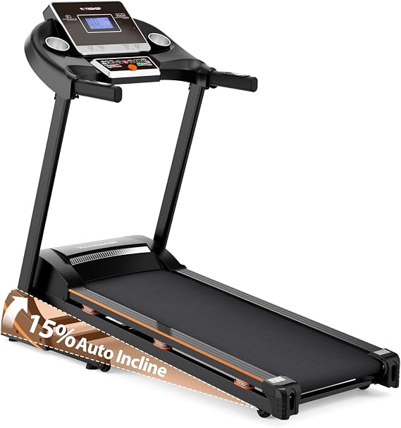 RENESTAR Treadmills for Home, Treadmill with 0-15% Auto Incline, 3HP Folding Treadmill for Running Walking with 280LBS Weight Capacity, Incline Treadmill Equipped with Bluetooth & Pulse Monitor