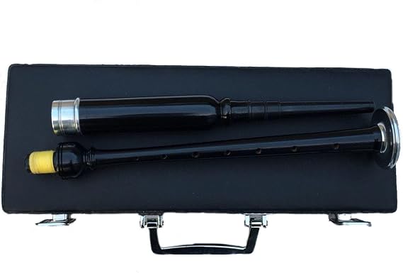 Scottish Great Highland Bagpipes Practice Chanter Rosewood Silver Amounts with Carrying Hard Case/Bagpipe Practice Chanter + 2 Reeds/Dudelsack/Gaita
