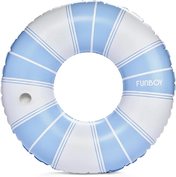 FUNBOY Giant Vintage Stripe Inflatable Pool Float with Cup Holder 48" Pool Float for Adults Inner Tube Pool Toys Swim Rings Swimming Pool Accessories & Pool Lounger Float for Pool Party & Summer