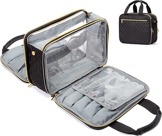 Travel Hanging Toiletry Bag for Men and Women Extra Large Capacity Checkered Makeup Cosmetic Bag with Compartments for Jewelry Travel Utensils Toiletries Cosmetics