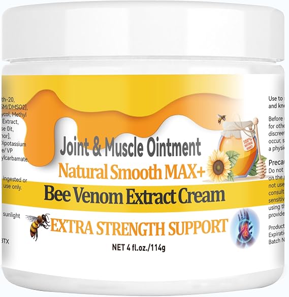 Bee Venom Joint Muscle Bone Cream, Fast Acting, Soothing Effective Help for Back, Neck, Hand, Foot, Knee, Muscle, Shoulder, Topical, Wrist, Elbow, Hip, Nerve, Plantar, Ankle, Foot Discomfort