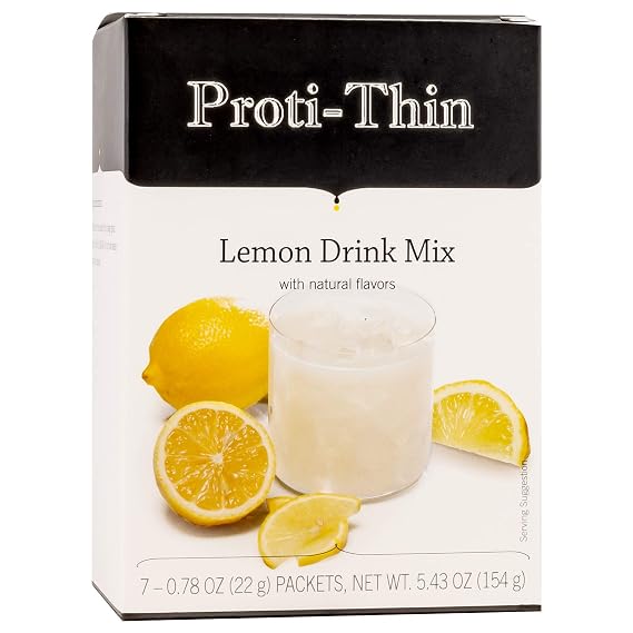 Proti-Thin High Protein Lemon Instant Drink Mix, 15g Protein, Low Calorie, Sugar-Free, Gluten-Free, 1 Pack of 7 Servings