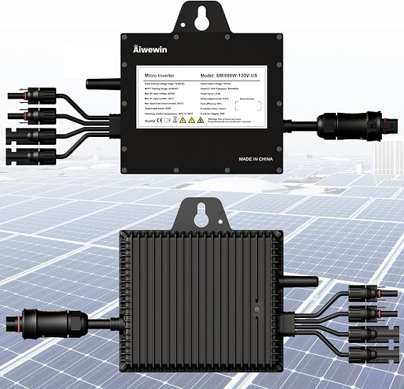 Solar Grid Tie Micro Inverter 800W, SMI800W 120V AC Grid-Tied Output with WiFi Smart App Tracking, 96% Efficiency Pure Sine Wave Inverter for Family Residence, Home & Small Business Energy Saving