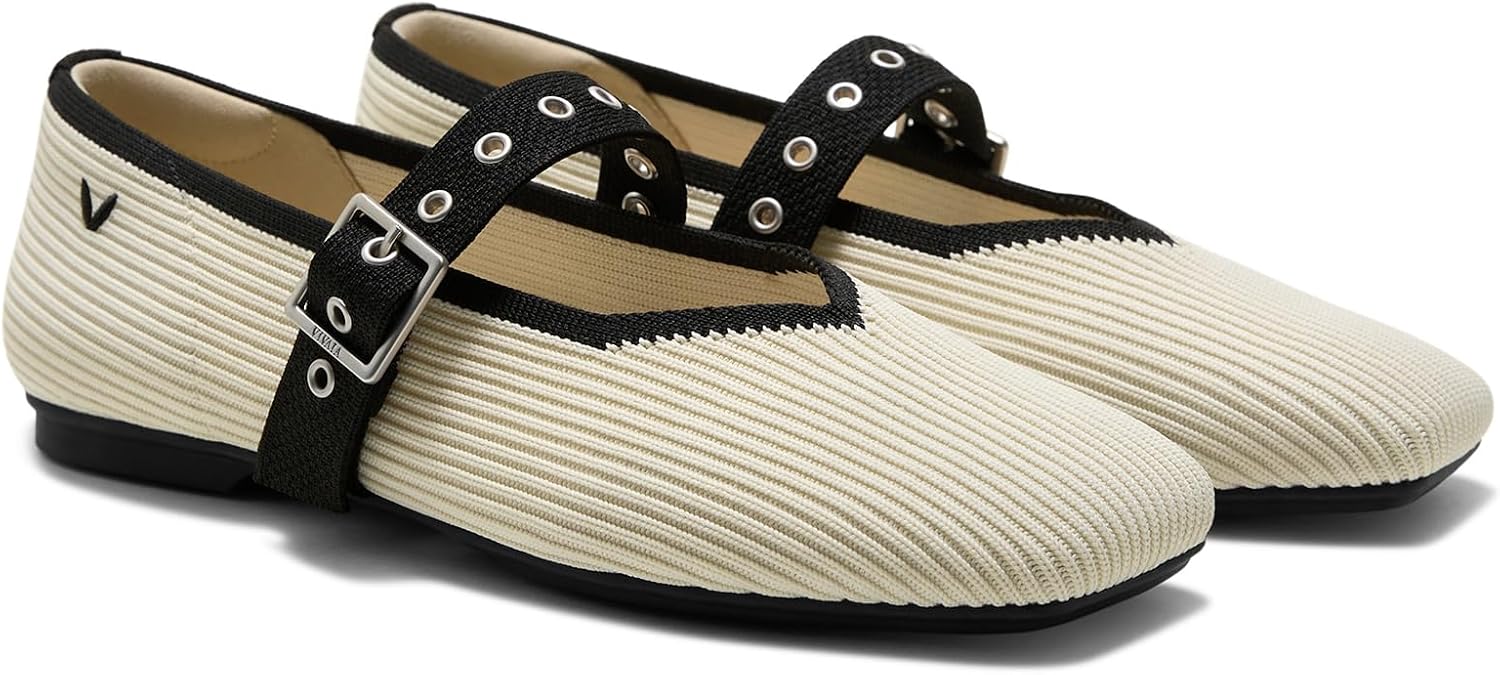 VIVAIA Myriel Margot 3.0 Mary Jane Flats for Women, Comfortable Square Toe Fashion Adjustable Metal Buckle Sustainable Ballet Flat Shoes