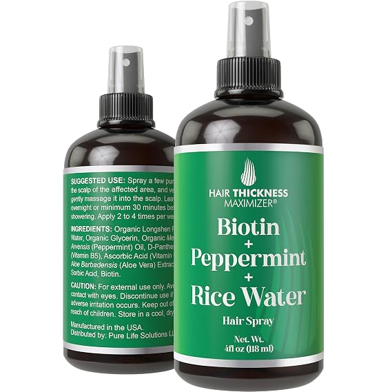 Hair Thickness Maximizer Biotin + Peppermint + Rice Water Hair Growth Spray