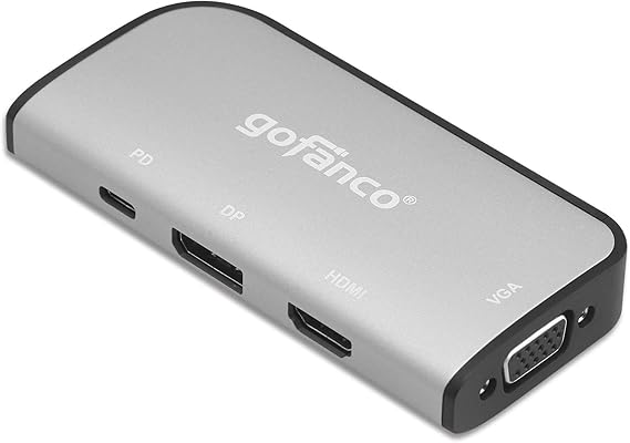 gofanco 4K 60Hz USB-C MST Hub with 3 Displays (USBCMST3VID) | USB-C to Up to 3 Displays HDMI/DisplayPort/VGA, 100W PD Charging, Thunderbolt 3 & 4 Compatible, Windows Only, No macOS