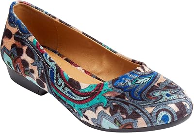 Comfortview Womens Wide Widths Available The Jaiden Slip On Flat - 12 W, Floral Velvet