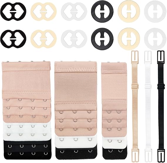 REDANHA 24PCS Adjustable Anti-Slip Bra Strap Clips for Back, Bra Strap Holders, Elastic Bra Extender 2 Hook, 3 Hook, 4 Hook