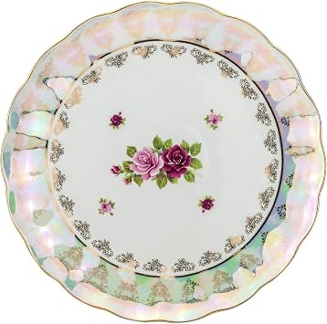 Royalty Porcelain Nacre Serving Platter, Vintage Roses 24K Gold (14R)