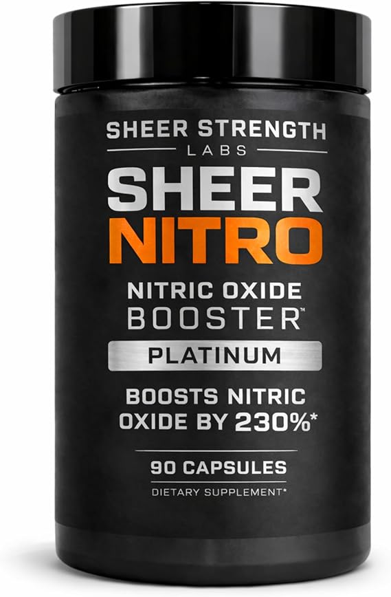 Nitric Oxide Supplement for Men with Clinically Dosed Nitrosigine and S7 | Sheer Nitro, 10 natural ingredients clinically tested for pumps & blood flow. Up to 230% more. Made in USA. 3rd Party Tested.