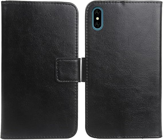 Color Design PU Wallet Flip Leather with Card Slots Cover Skin Protection Case Shell for EL D57 5.71" (Black)