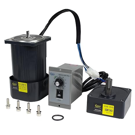 CNCTOPBAOS 120W AC Gear Reduction Motor CW/CCW 10K 110V w/Speed Controller | 10:1 Gear Reducer,4.4N.m Torque,90-160RPM Speed Adjustable,15mm Shaft 5mm Keyway For Conveyor,Packaging,CNC Engraving Machine
