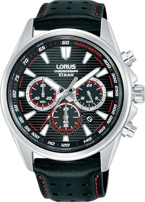 Lorus Women's Chronograph Watch Stainless Steel Silver Leather Strap