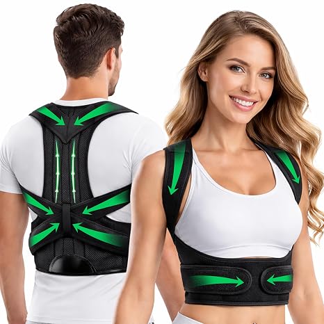 Adjustable Posture Corrector for Men and Women - Back Brace Straighteners with 2 Flexible Rods - Breathable Smart Posture Corrector for Women and Men - Spine Stretcher Upper Back Support with Strap