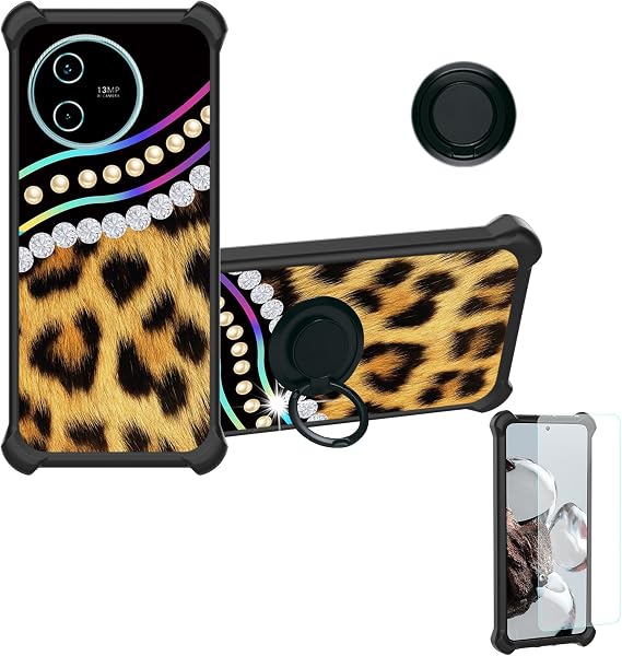 Aroepurt Case Compatible for Benco V90 PLUS Phone Case Cover [with Tempered Glass Screen Protector][Hard PC + Soft Silicone][Ring Support] [Colorful Reflect Light] IMDH-ZBW