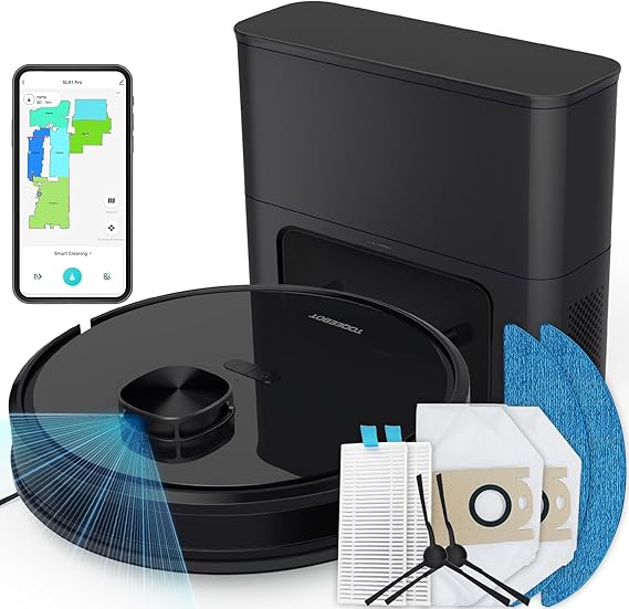 Robot Vacuum Cleaner with Mop Self Emptying;70 Days* Hands-Free 2.5L Self Emptying Station,Lidar Navigation WiFi/App/Alexa,Carpet Boost,4in1Robotic for Pet Hair Hard,Floor,Carpet