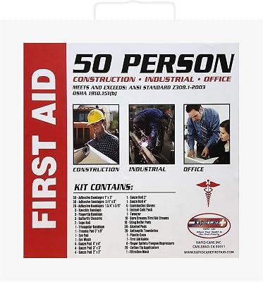First Aid 50 Person 233 Piece ANSIOSHA Compliant Emergency First Aid Kit in Wall Mountable Metal Case