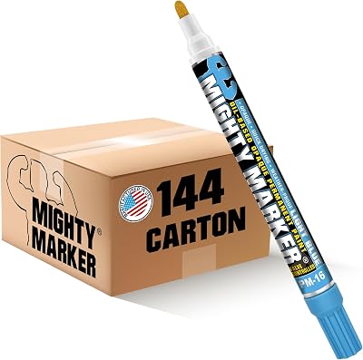 PM-16 Paint Marker, Oil Based, Permanent, Quick Drying, 2.3mm Bullet Tip, Industrial Paint Pen for Contractors and Welders, Light Blue 144 Box