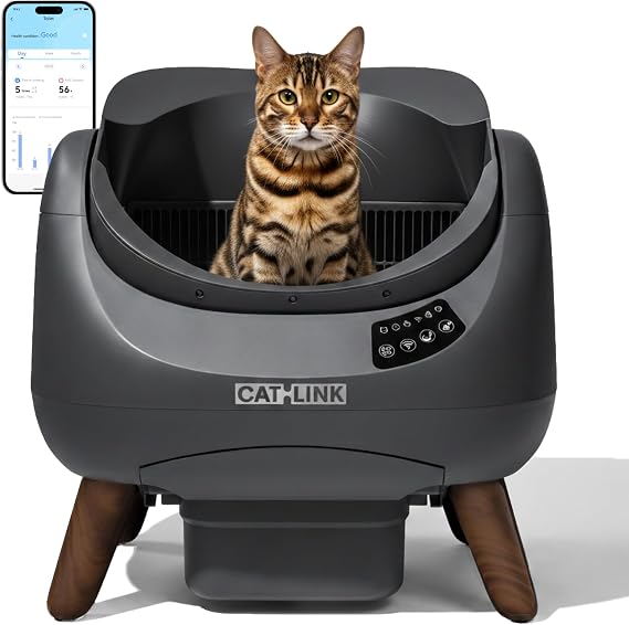CATLINK Open Top Self-Cleaning Cat Litter Box for Multiple Cats, 20 Liners