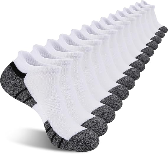 Heatuff Mens Cushioned Ankle Socks, Breathable Moisture Wicking Low Cut Casual Athletic Socks (7 Pairs)