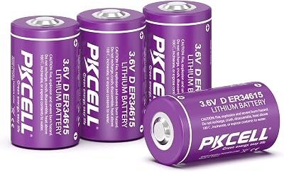 PKCELL 4 Pack ER34615 Battery 19000mAh ER34615 D Cell 3.6V Lithium Battery Non-Rechargeable