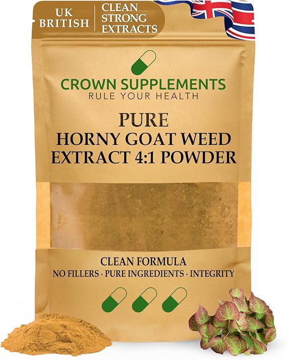 Pure Clean HornGoat Powder | Clean Formula 4.1 Extracts | High Strength Supplement | Crown Supplements UK (100G)