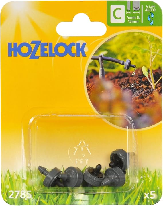 Hozelock 2785 End of Line Dripper 4lph 4mm Pipe - Pack of 5