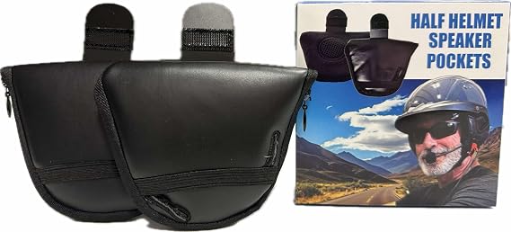 Half Helmet Speaker Pouch Speaker Pockets Ear Protection Pads | Professional installation of all Bluetooth Headsets and Corded Headsets | Proper Microphone Placement | Works with Narrow or Wide Straps