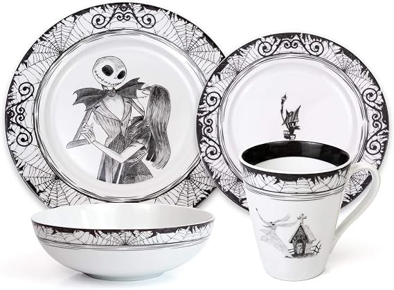 The Nightmare Before Christmas 16-Piece Dinnerware Set | Ceramic Dish Set