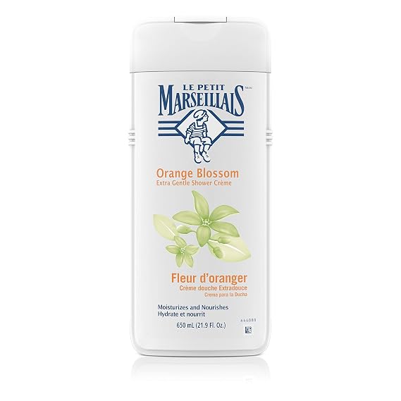 Le Petit Marseillais Extra Gentle Shower Creme with Orange Blossom, Moisturizing & Nourishing French Body Wash for pH Neutral for Skin, 21.9 fl. oz