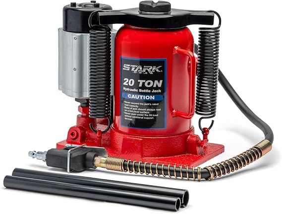 XtremepowerUS Low Profile 20 Ton Air-Operated Hydraulic Bottle Jack (44,000 LBS) Air Tools Manual Jack Air Jack with Hand Pump Handle