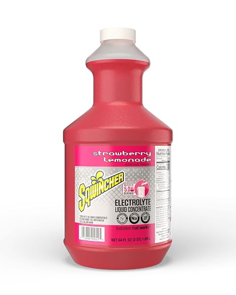 Sqwincher Electrolyte Liquid Concentrate, Strawberry Lemonade 64 oz, 6 Pack