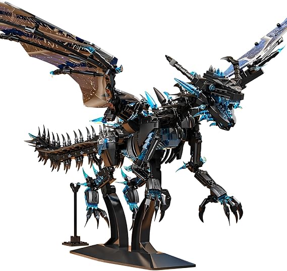 Frost Giant Dragon Building Set Magic Beastly Model Toys Cool Animals Gifts | 1607PCS Model Dragon Building Bricks Kit, Collection or Home Office Decor and Ideas Gifts for Game Fan Adults(68258)