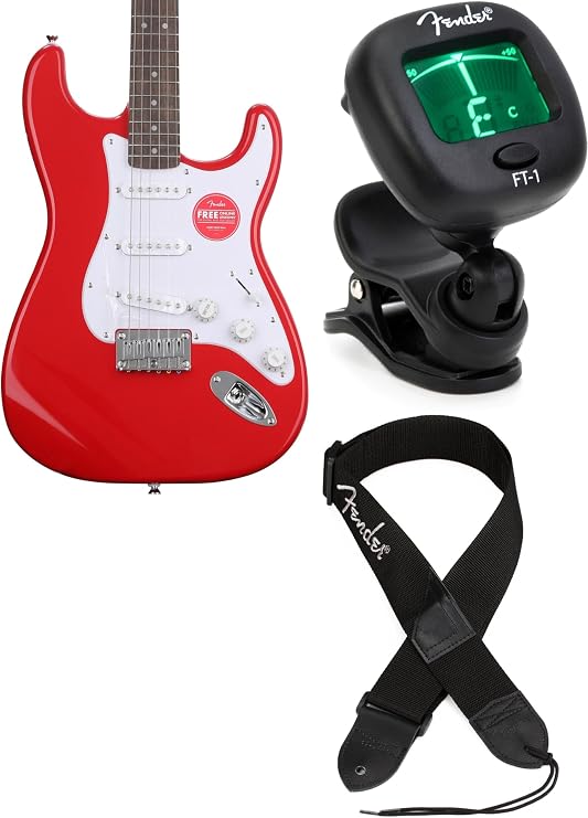 Fender Squier Sonic Stratocaster HT Electric Guitar, Torino Red, Includes Tuner and Strap
